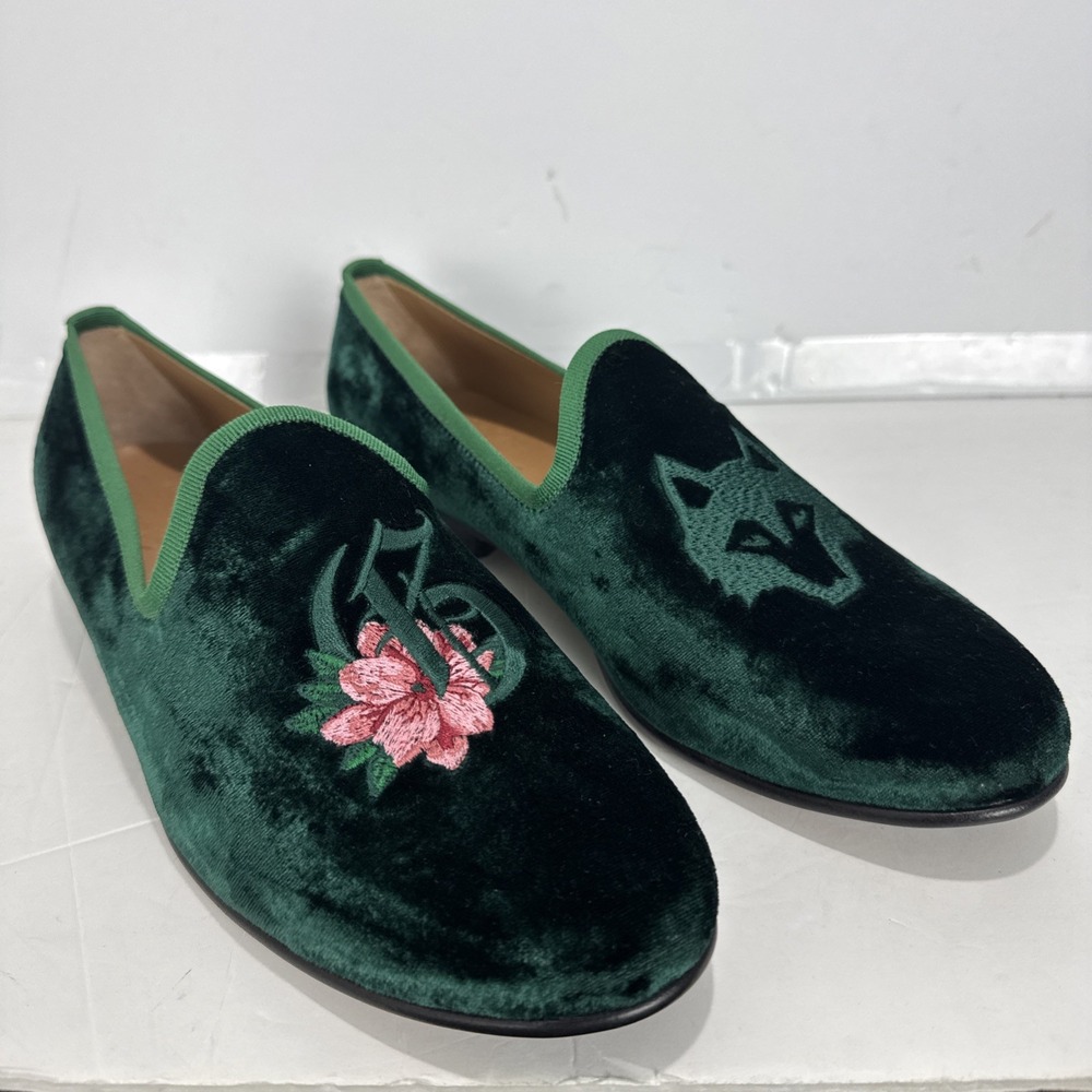 Greyson X Del Toro Mens Garden Of Wolves Velvet Slip Ons‎ Sz 9 Dress Shoes
